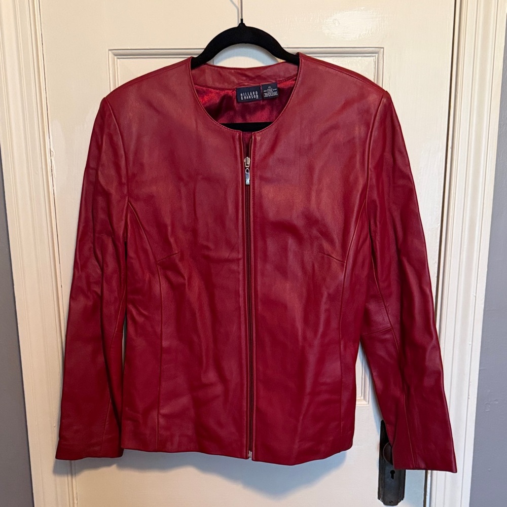 Hillard & Hanson Red Leather Jacket - Women's